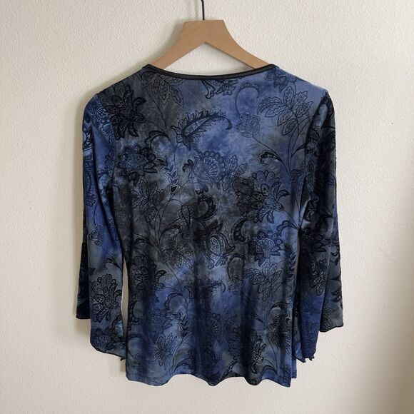 Vtg 90s Beaded Fairy Grunge Top Womens Small Blue Phoebe Friends Whimsigoth Boho - Picture 8 of 16